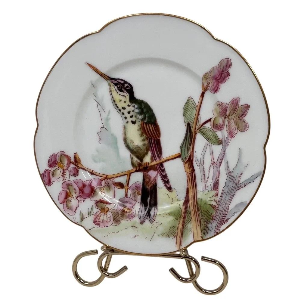A. Hache & Pepin Lehalleur French Porcelain‎ Hummingbird Plate Hand Painted 8.5